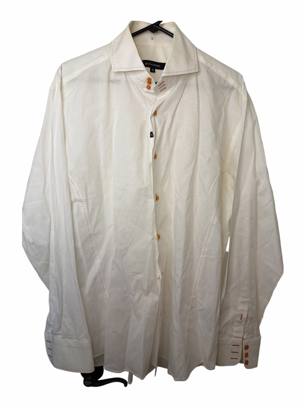 Bogosse White Button Down Shirt Contrast Stitching NWOT